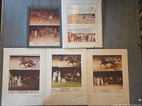 Group shot of all five photographs showing mounts and frames