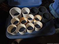 All twelve couplers on tote lid grouped by color