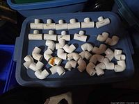 Top view of tray showing all PVC elbow and tee fittings