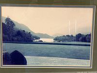 Close view of photograph showing lake inlet and landscape