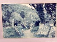 Close view of photograph showing cemetery scene