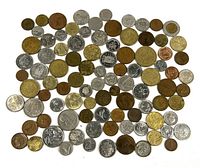 Overhead view of all coins spread out