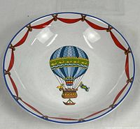Top view of bowl showing balloon motif and rim design