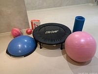 All fitness items arranged on floor