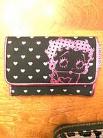 Front of Betty Boop heart-pattern wallet