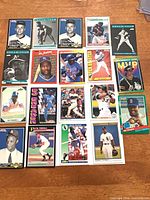 Full layout of all 19 baseball cards