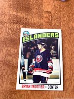 Front view of Bryan Trottier rookie card