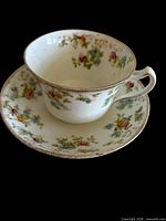 Royal Stafford floral cup and saucer showing pattern and condition