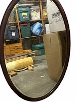 Full view oval mirror, cherry frame