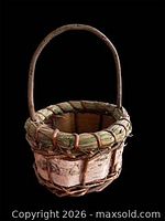 small willow basket with birch bark and sweetgrass rim