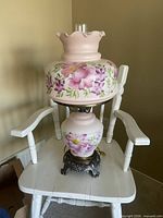 Full view of hurricane lamp showing shade, body and base