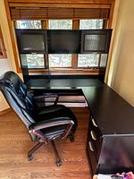 Desk with chair positioned showing overall setup
