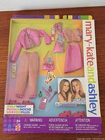 Front view of sealed Mary-Kate & Ashley Girls’ Night doll outfit set in packaging