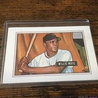 Front of Willie Mays reprint card in sleeve