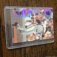 Front of Barry Bonds card in protective case