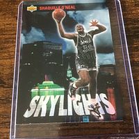 Front view of Upper Deck Skylights Shaquille O’Neal card in plastic sleeve