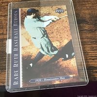 Front of Upper Deck Babe Ruth Baseball Heroes card in protective sleeve
