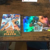 Both Mike Piazza cards side by side: Sportflix Hammer Team and Upper Deck holofoil