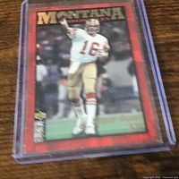 Front view of cased Joe Montana card