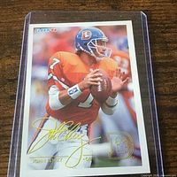 Front of 1994 Fleer John Elway card in sleeve