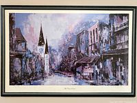 Full view of framed print on wall