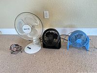 All four fans lined up showing size and design