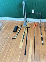 All five mobility items arranged on floor
