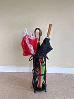 Overall view of stand and umbrellas