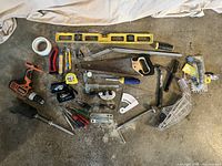 Overall view of all tools laid out on floor
