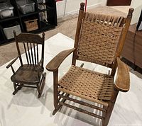 Adult and child rocking chairs side by side