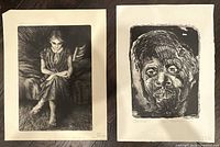 Both etchings side by side to show subjects and relative sizes