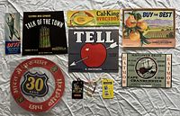All ten items arranged on cloth