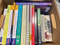 Row of book spines inside box