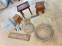 Group shot of all items laid out on carpet