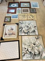 Overall layout of all framed items on floor