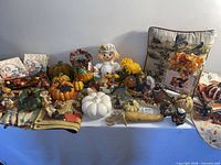 Overall view of fall décor lot on table
