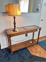Console table and lamp full view