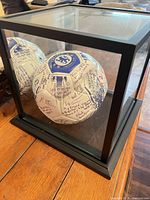 Signed Chelsea FC soccer ball inside display case