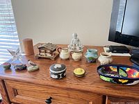 All items arranged on wooden surface