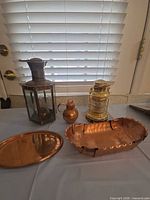 Full lot showing both trays, pitcher, and two lanterns