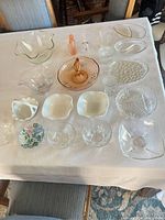 Group shot of all glassware pieces laid out on table