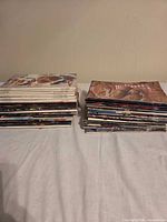 Two stacks of Gourmet magazines on table