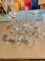 Group view of glassware: dessert cups, goblets, candlesticks