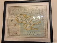 Full view of framed map on wall