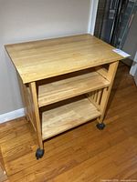 Full view of wooden cart front angle