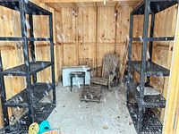 Both shelving units inside shed