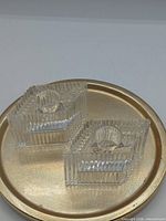 Pair of diamond-shaped ribbed crystal candle holders