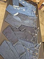 All five pairs laid out to show variety of washes