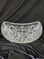 Front angled view of crystal bowl showing shape and pattern