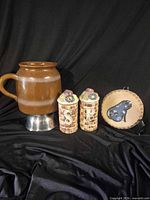 Group shot: jug, salt & pepper shakers, pig trivet